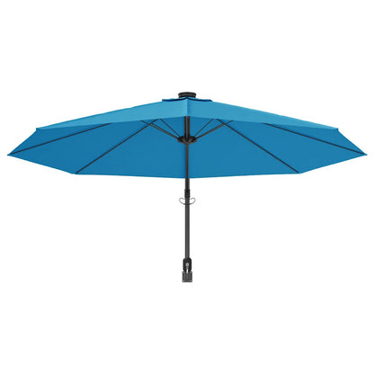 vidaXL Wall-mounted Parasol with LEDs Sea Blue 290cm