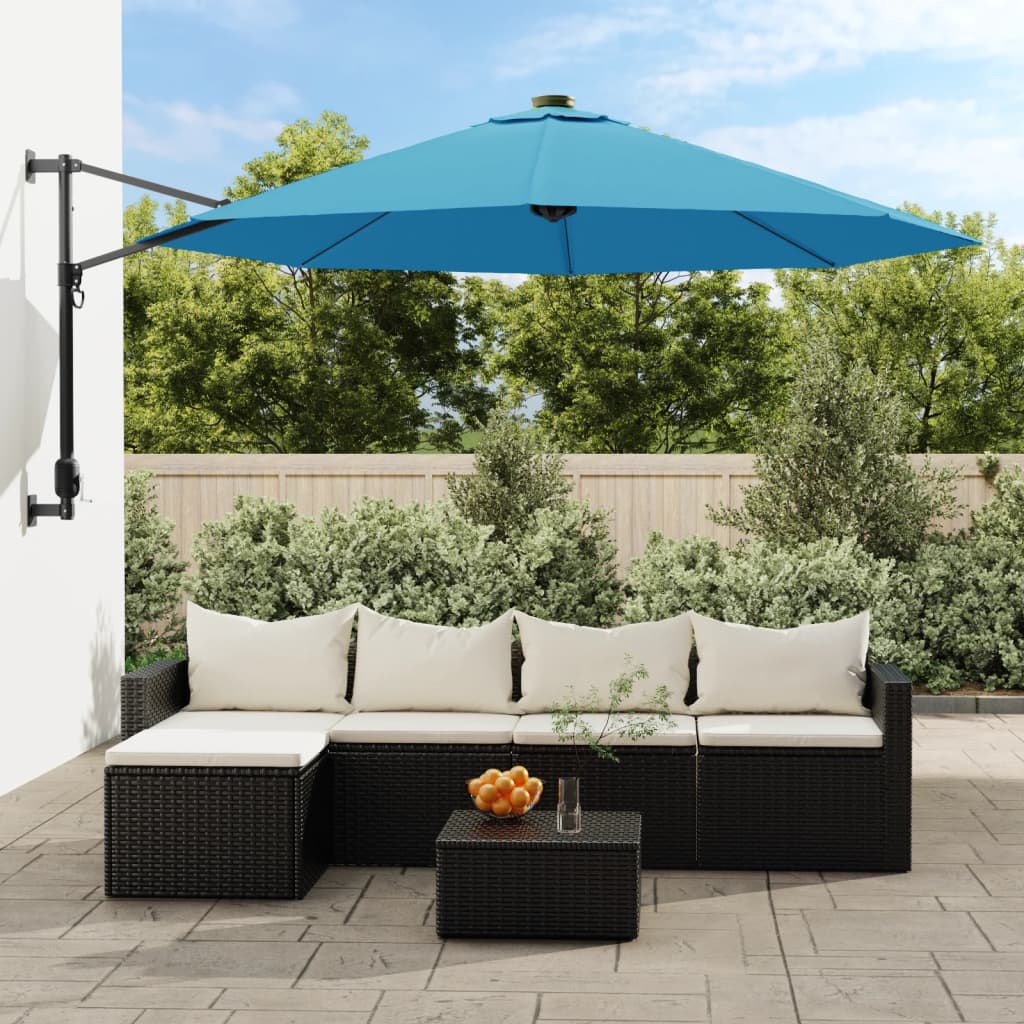 vidaXL Garden Parasol | Sea blue | Polyester, Powder-Coated Aluminium | Large
