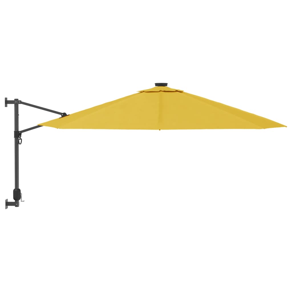vidaXL Wall-mounted Parasol with LEDs Yellow 290cm