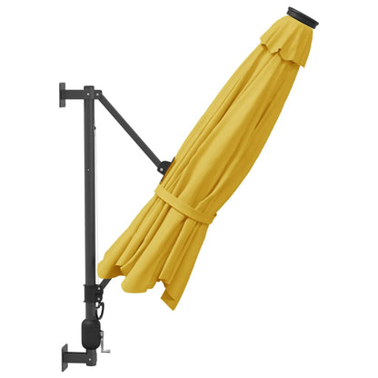 vidaXL Wall-mounted Parasol with LEDs Yellow 290cm