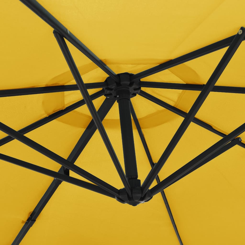 vidaXL Wall-mounted Parasol with LEDs Yellow 290cm