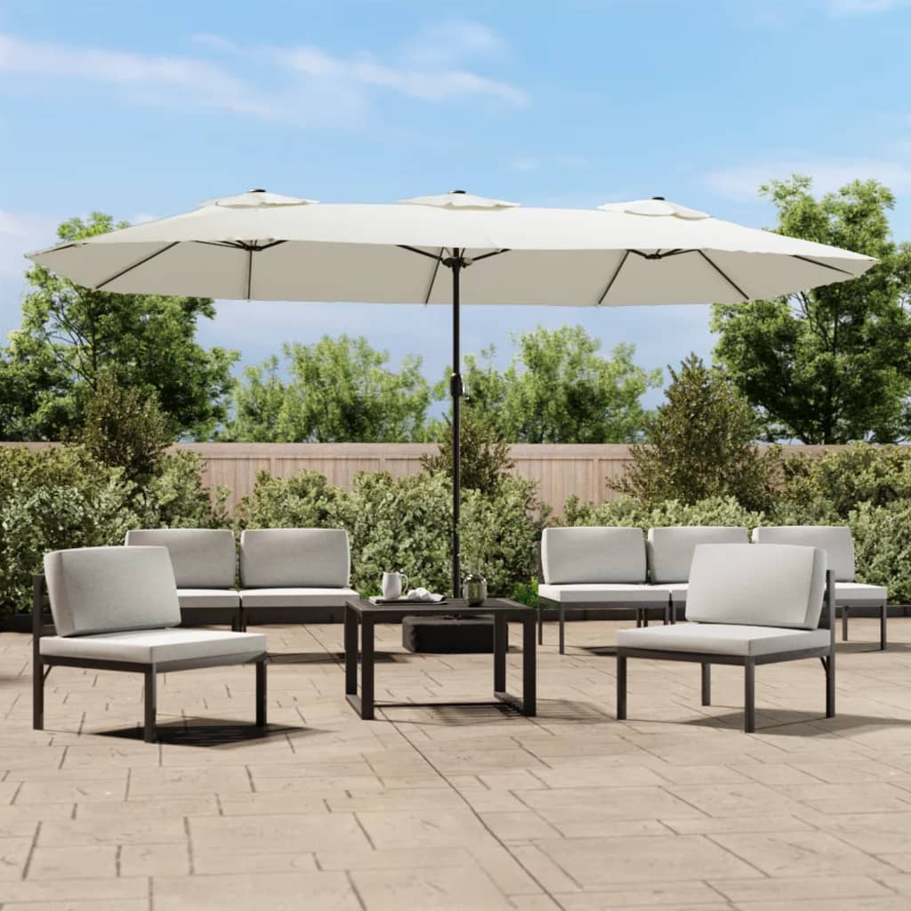 vidaXL Double-Head Parasol Sand White 449x265 cm