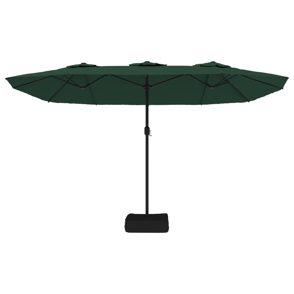 vidaXL Garden Parasol | Green, Dark Grey | Polyester, Powder-Coated Iron | Large