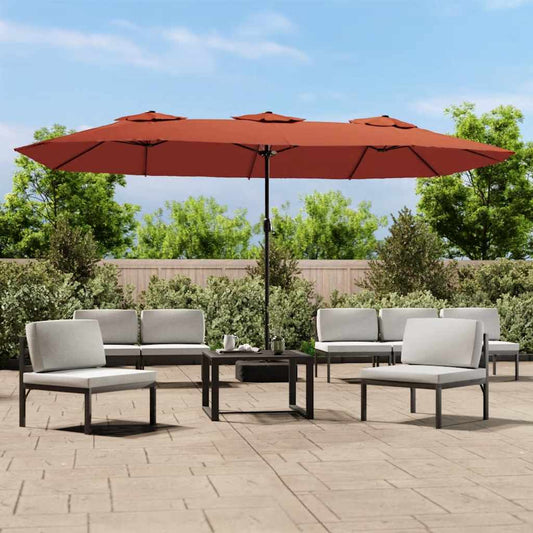 vidaXL Double-Head Garden Parasol Terracotta 449x265 cm