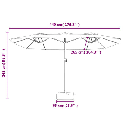 vidaXL Double-Head Garden Parasol Black 449x265 cm