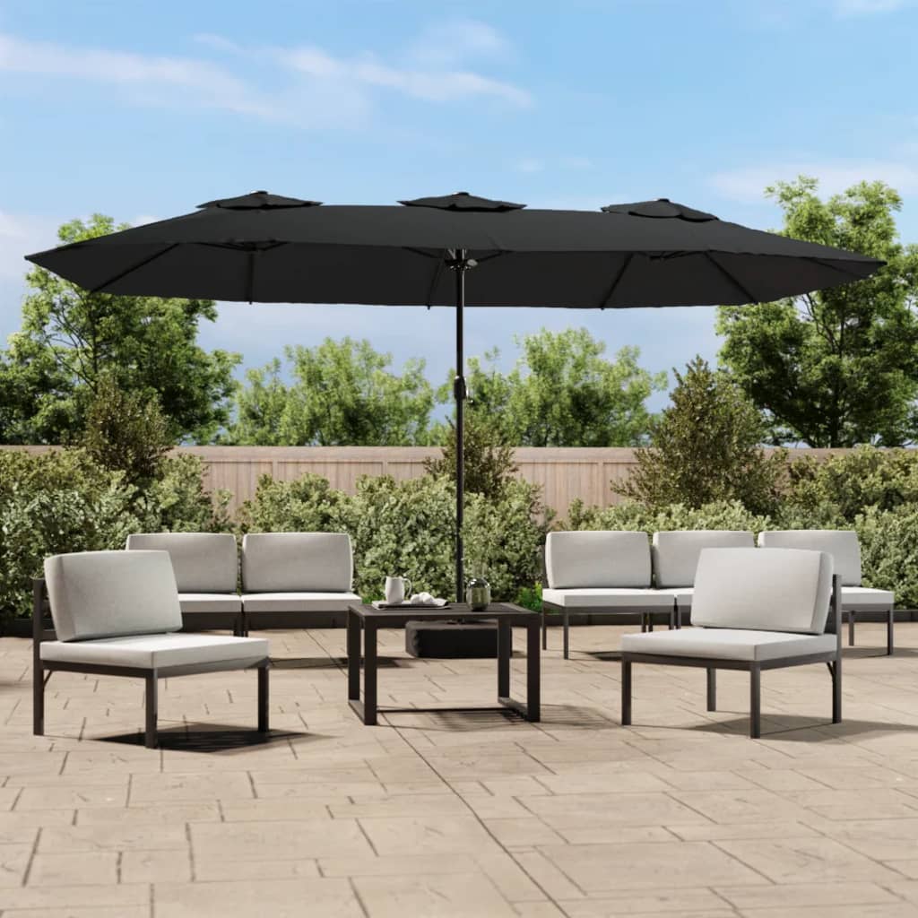 vidaXL Double-Head Garden Parasol Black 449x265 cm