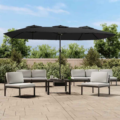 vidaXL Double-Head Garden Parasol Black 449x265 cm