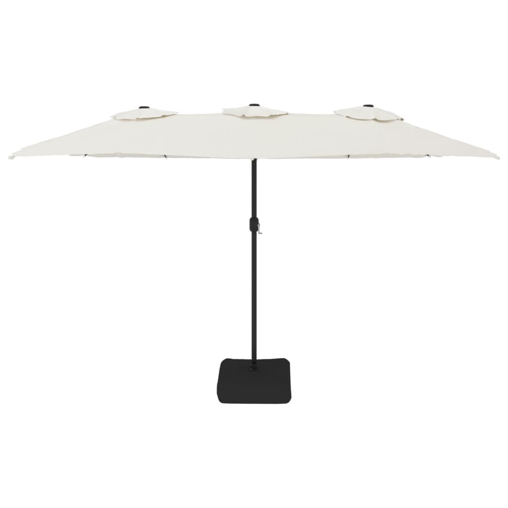 vidaXL Double-Head Garden Parasol with LEDs Sand White 449x265 cm