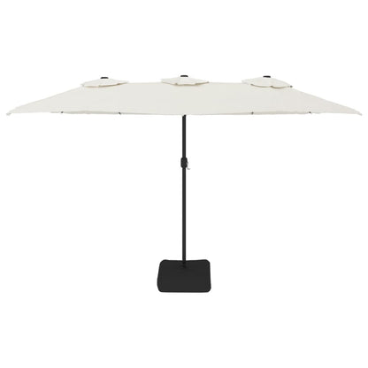 vidaXL Double-Head Garden Parasol with LEDs Sand White 449x265 cm
