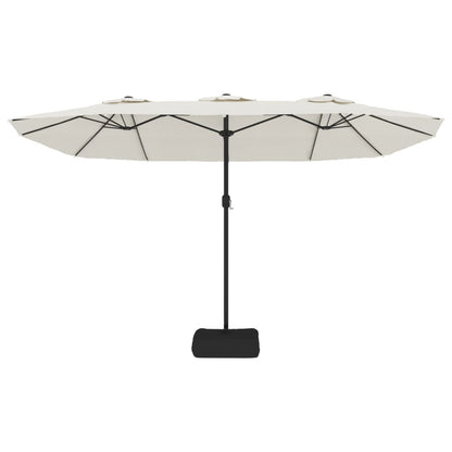 vidaXL Double-Head Garden Parasol with LEDs Sand White 449x265 cm