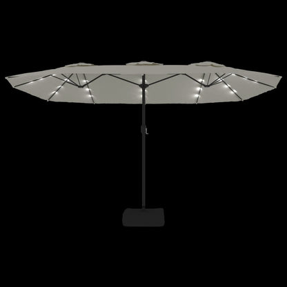 vidaXL Double-Head Garden Parasol with LEDs Sand White 449x265 cm