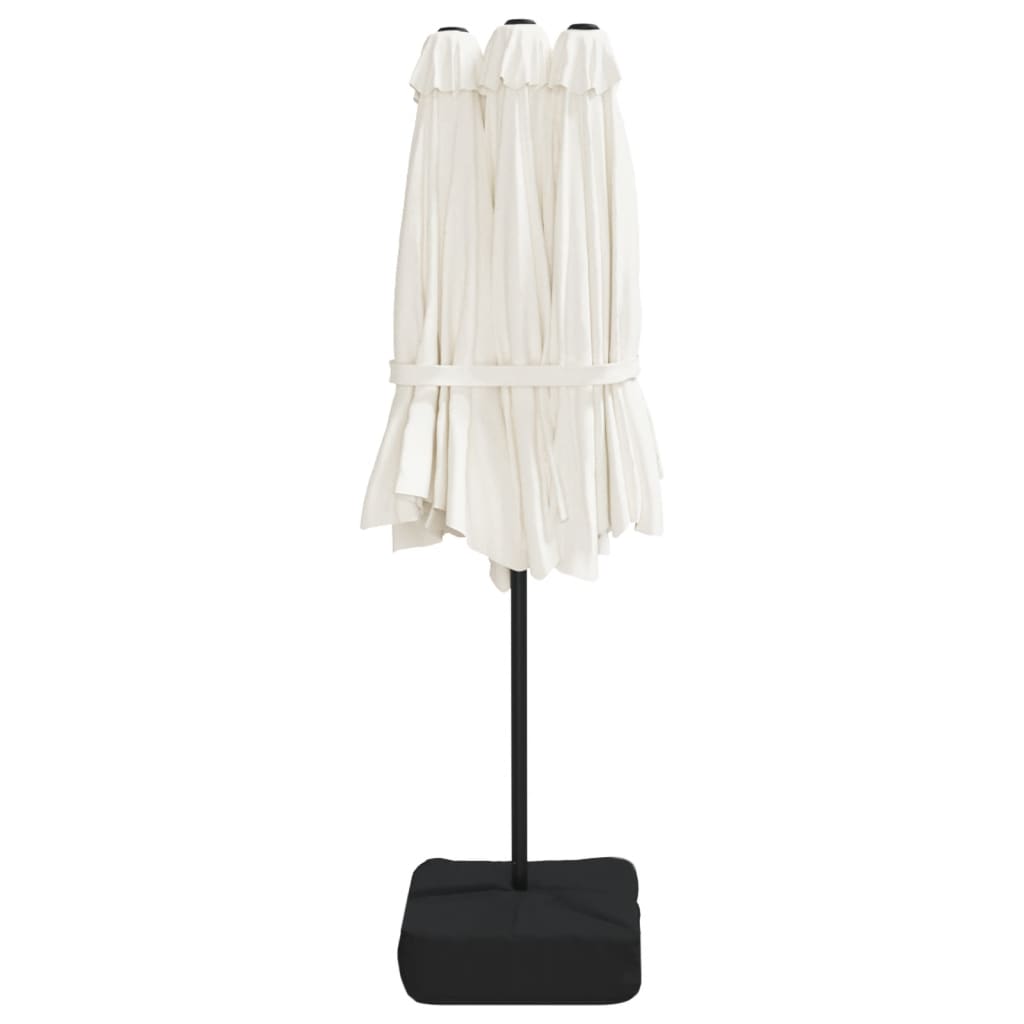vidaXL Double-Head Garden Parasol with LEDs Sand White 449x265 cm