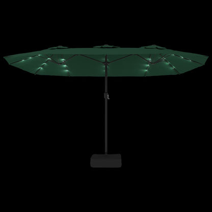 vidaXL Double-Head Garden Parasol with LEDs Green 449x265 cm