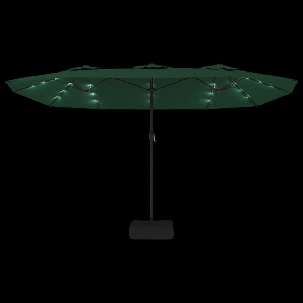 vidaXL Double-Head Garden Parasol with LEDs Green 449x265 cm