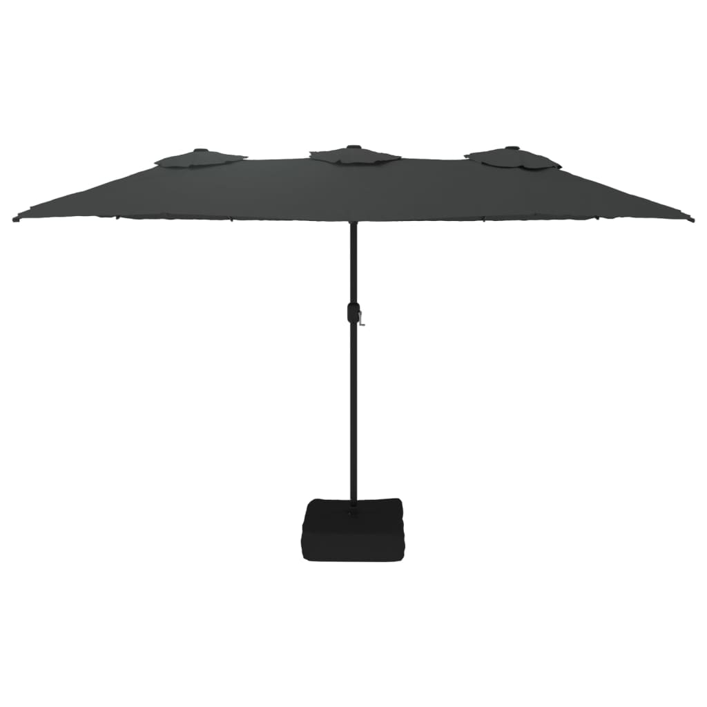 vidaXL Double-Head Garden Parasol with LEDs Anthracite 449x265 cm