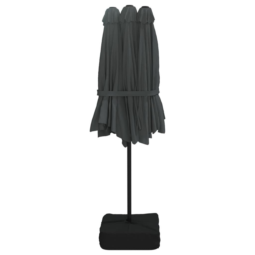vidaXL Double-Head Garden Parasol with LEDs Anthracite 449x265 cm