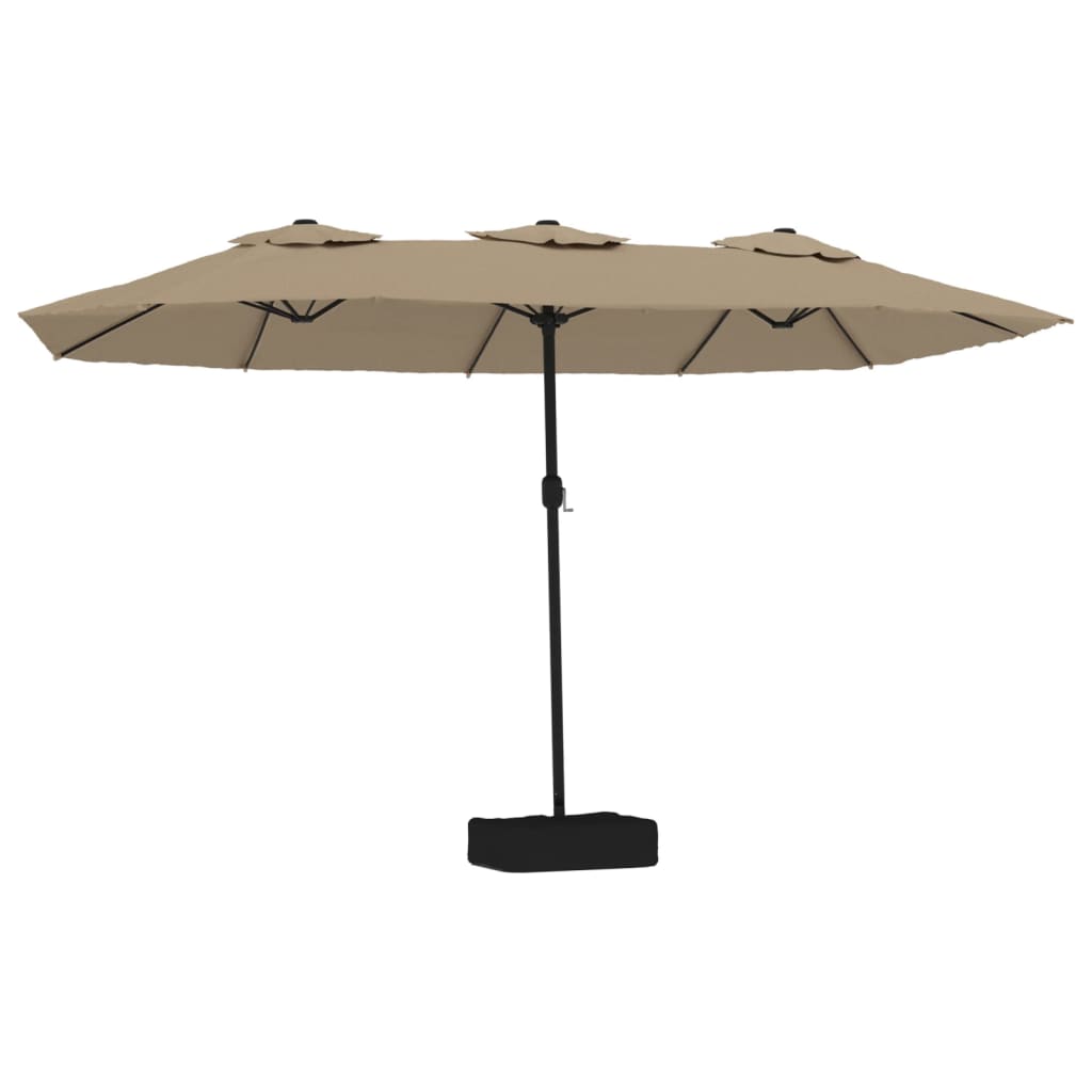 vidaXL Double-Head Garden Parasol with LEDs Taupe 449x265 cm
