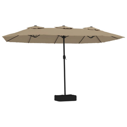 vidaXL Double-Head Garden Parasol with LEDs Taupe 449x265 cm