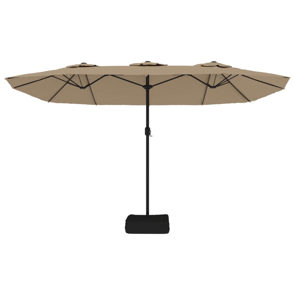 vidaXL Double-Head Garden Parasol with LEDs Taupe 449x265 cm
