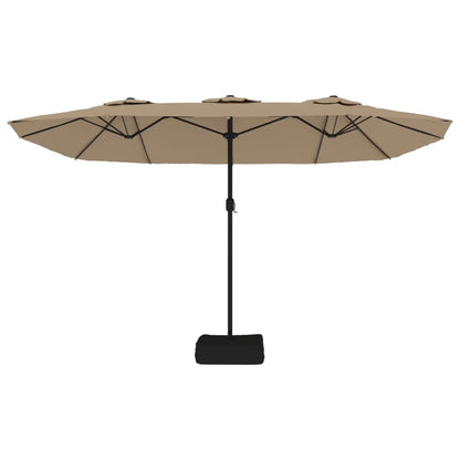 vidaXL Double-Head Garden Parasol with LEDs Taupe 449x265 cm