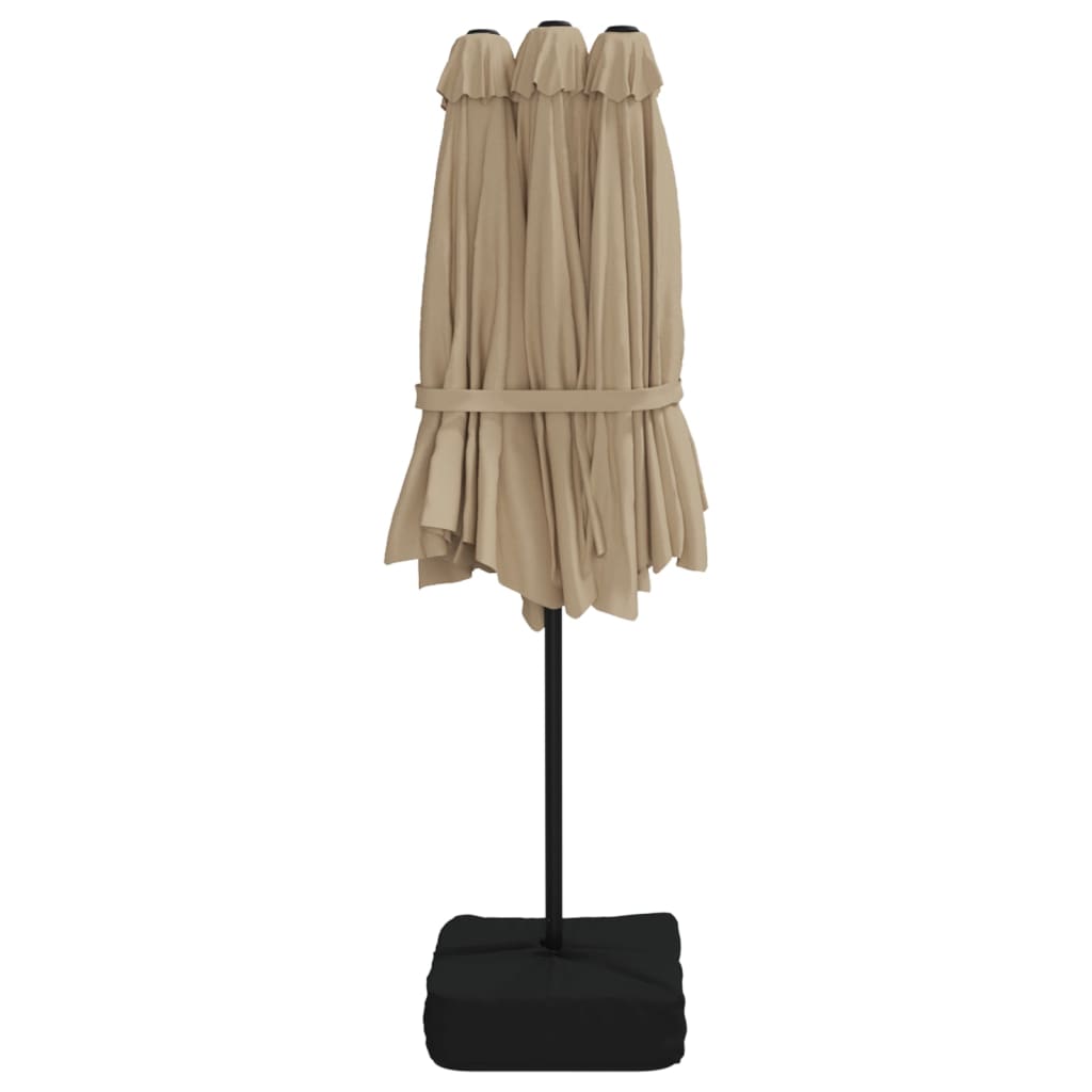 vidaXL Double-Head Garden Parasol with LEDs Taupe 449x265 cm