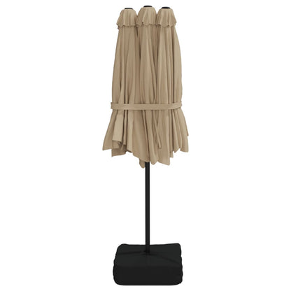 vidaXL Double-Head Garden Parasol with LEDs Taupe 449x265 cm