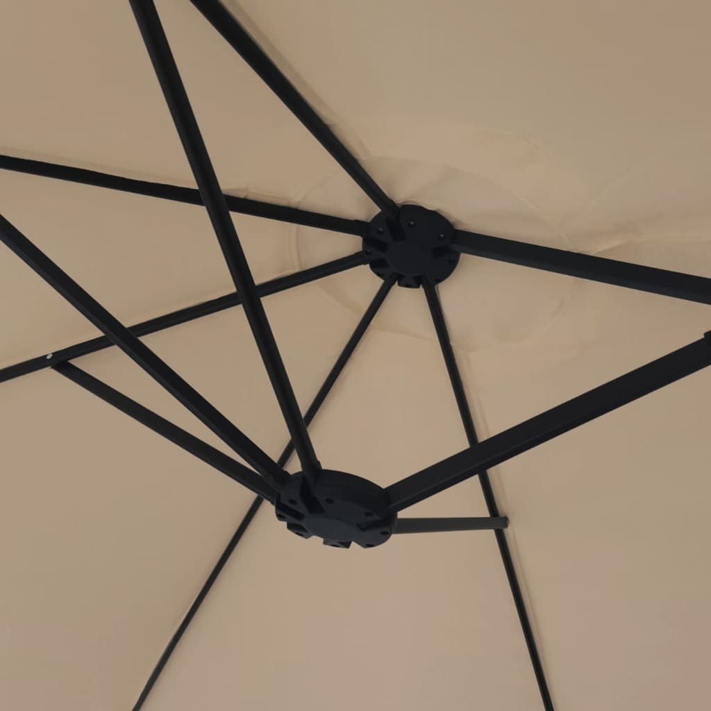 vidaXL Double-Head Garden Parasol with LEDs Taupe 449x265 cm