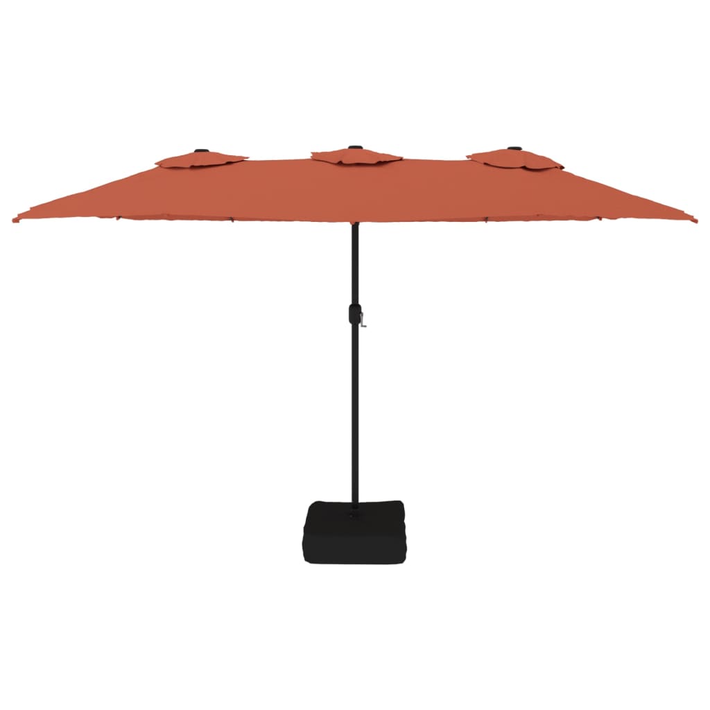 vidaXL Double-Head Garden Parasol with LEDs Terracotta 449x265 cm