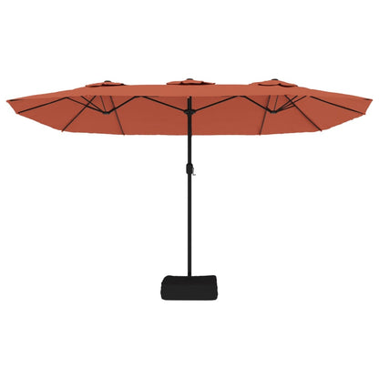 vidaXL Double-Head Garden Parasol with LEDs Terracotta 449x265 cm