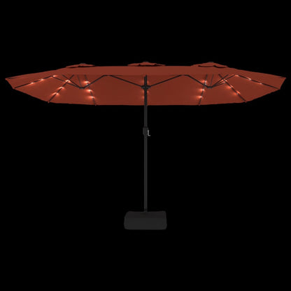 vidaXL Double-Head Garden Parasol with LEDs Terracotta 449x265 cm