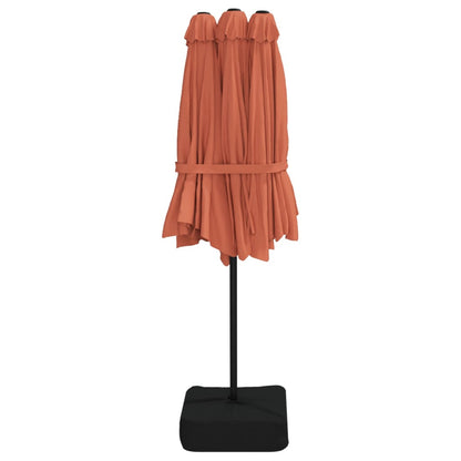 vidaXL Double-Head Garden Parasol with LEDs Terracotta 449x265 cm
