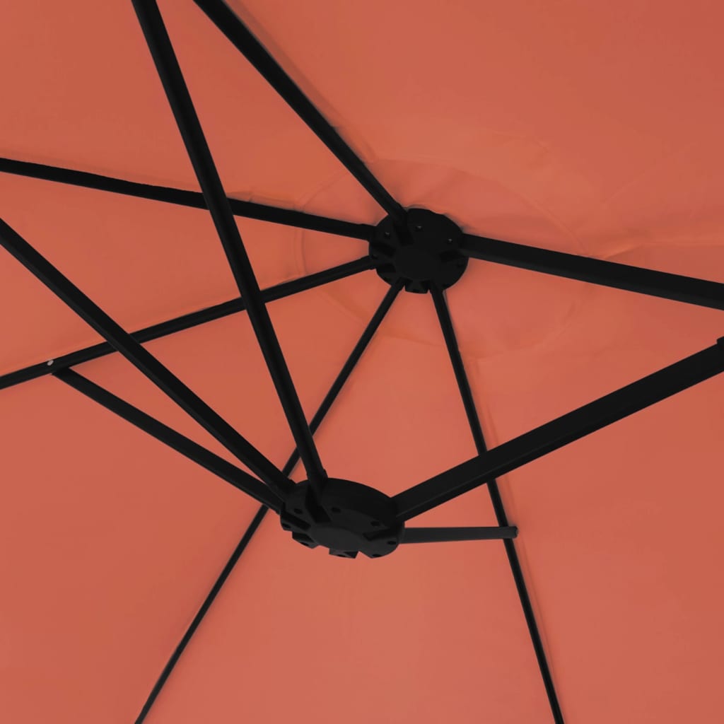 vidaXL Double-Head Garden Parasol with LEDs Terracotta 449x265 cm