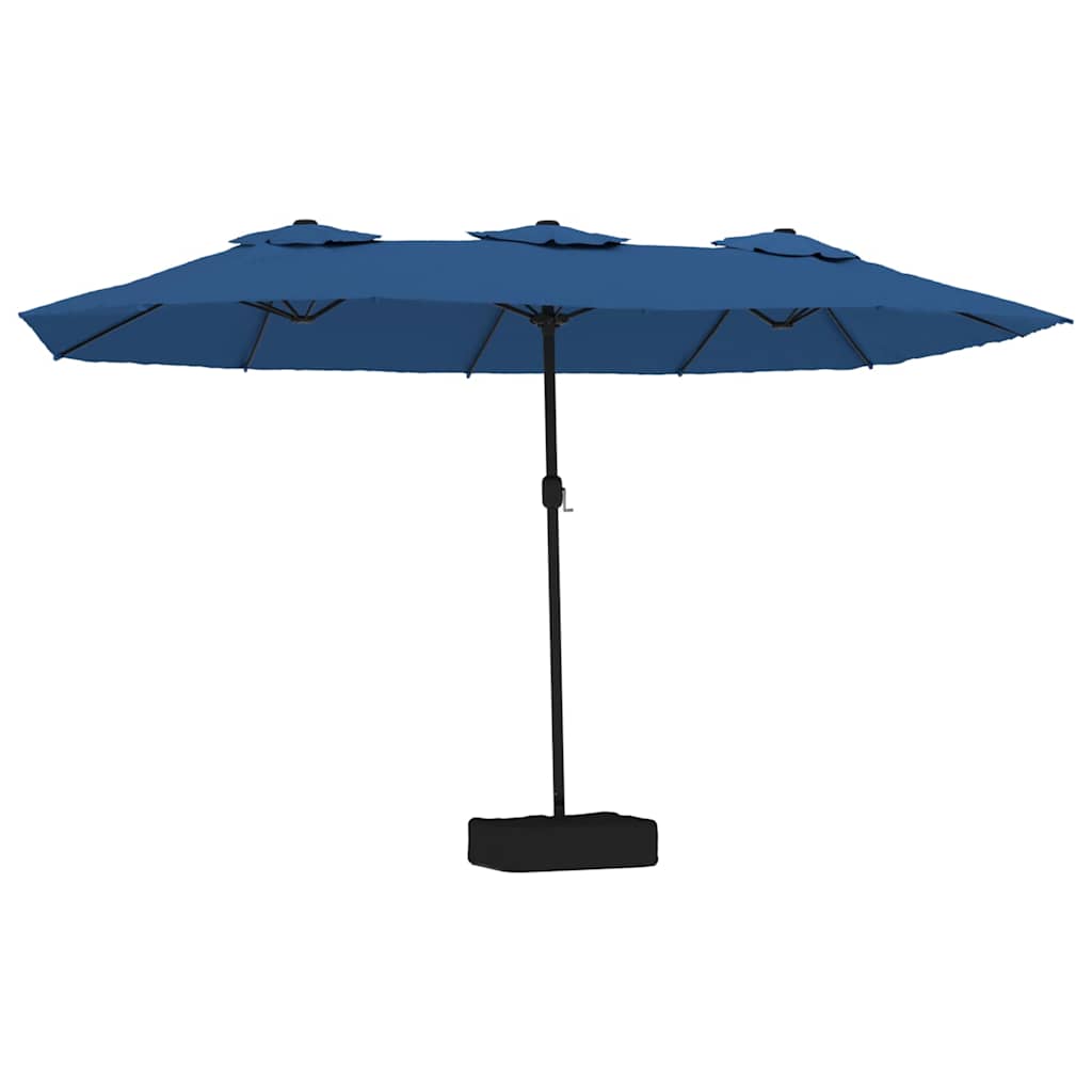 vidaXL Double-Head Garden Parasol with LEDs Azure Blue 449x265 cm