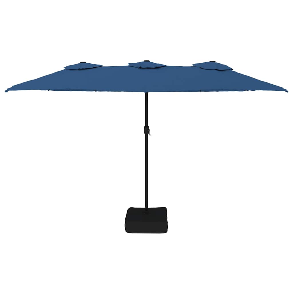 vidaXL Double-Head Garden Parasol with LEDs Azure Blue 449x265 cm