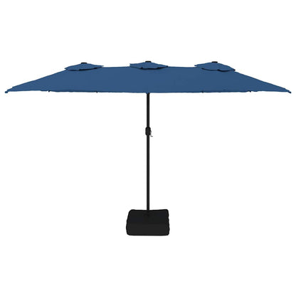 vidaXL Double-Head Garden Parasol with LEDs Azure Blue 449x265 cm