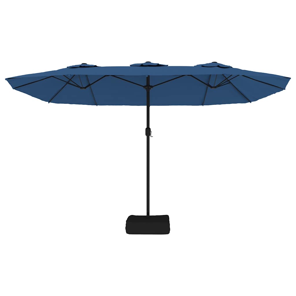 vidaXL Double-Head Garden Parasol with LEDs Azure Blue 449x265 cm
