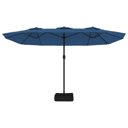 vidaXL Double-Head Garden Parasol with LEDs Azure Blue 449x265 cm