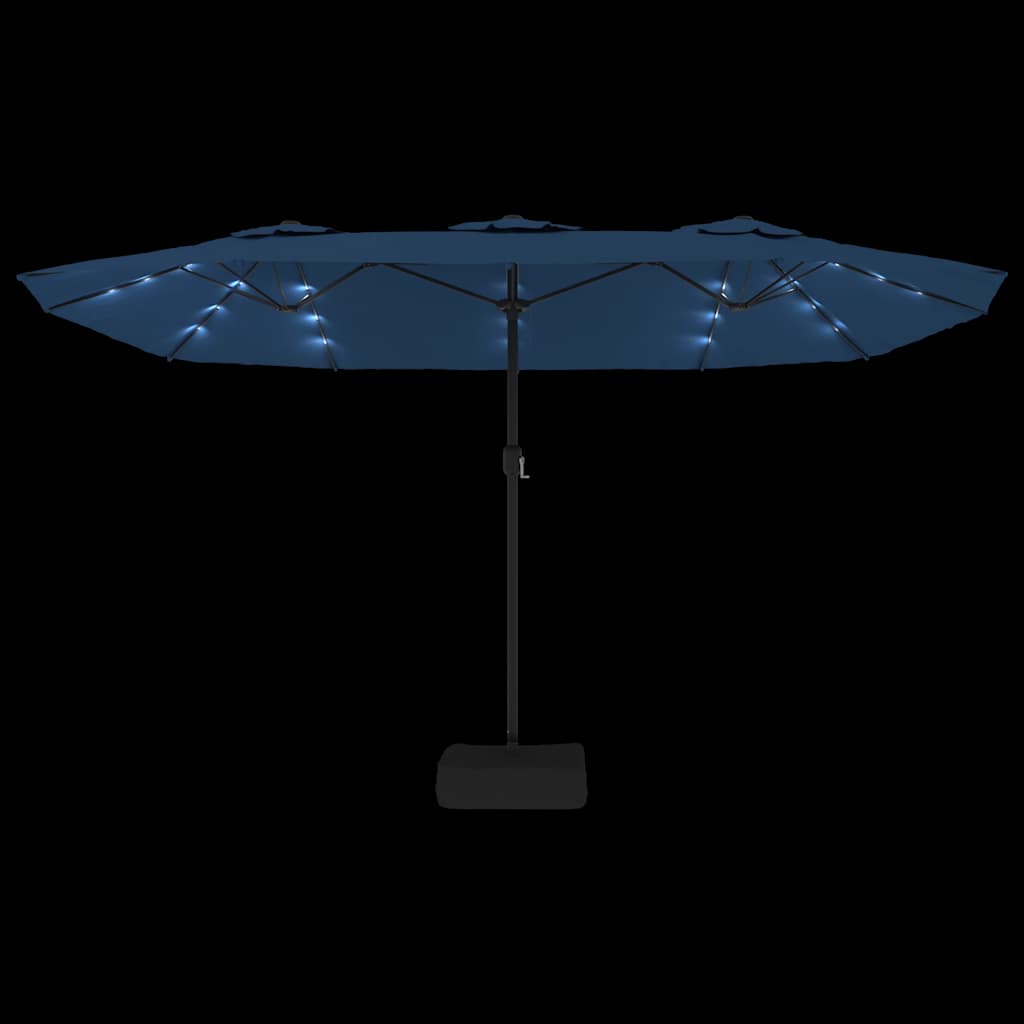 vidaXL Double-Head Garden Parasol with LEDs Azure Blue 449x265 cm