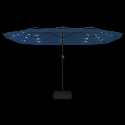 vidaXL Double-Head Garden Parasol with LEDs Azure Blue 449x265 cm