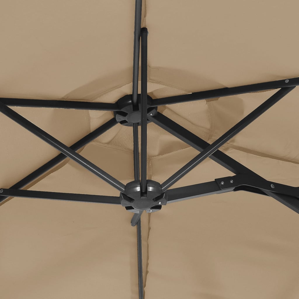 vidaXL Double-Head Garden Parasol Taupe 316x145 cm