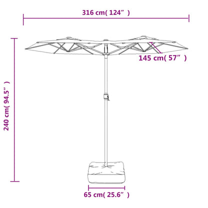 vidaXL Double-Head Garden Parasol Taupe 316x145 cm