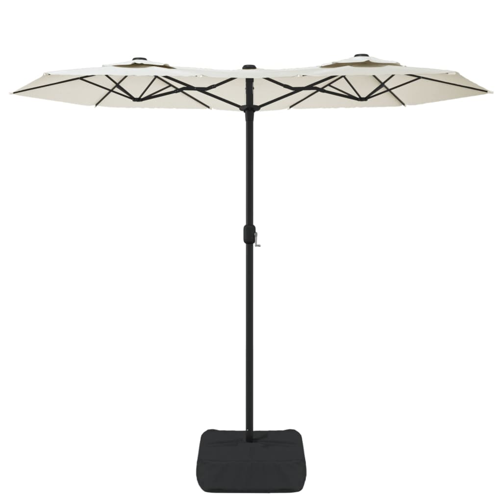 vidaXL Double-Head Garden Parasol with LEDs Sand White 316x145 cm
