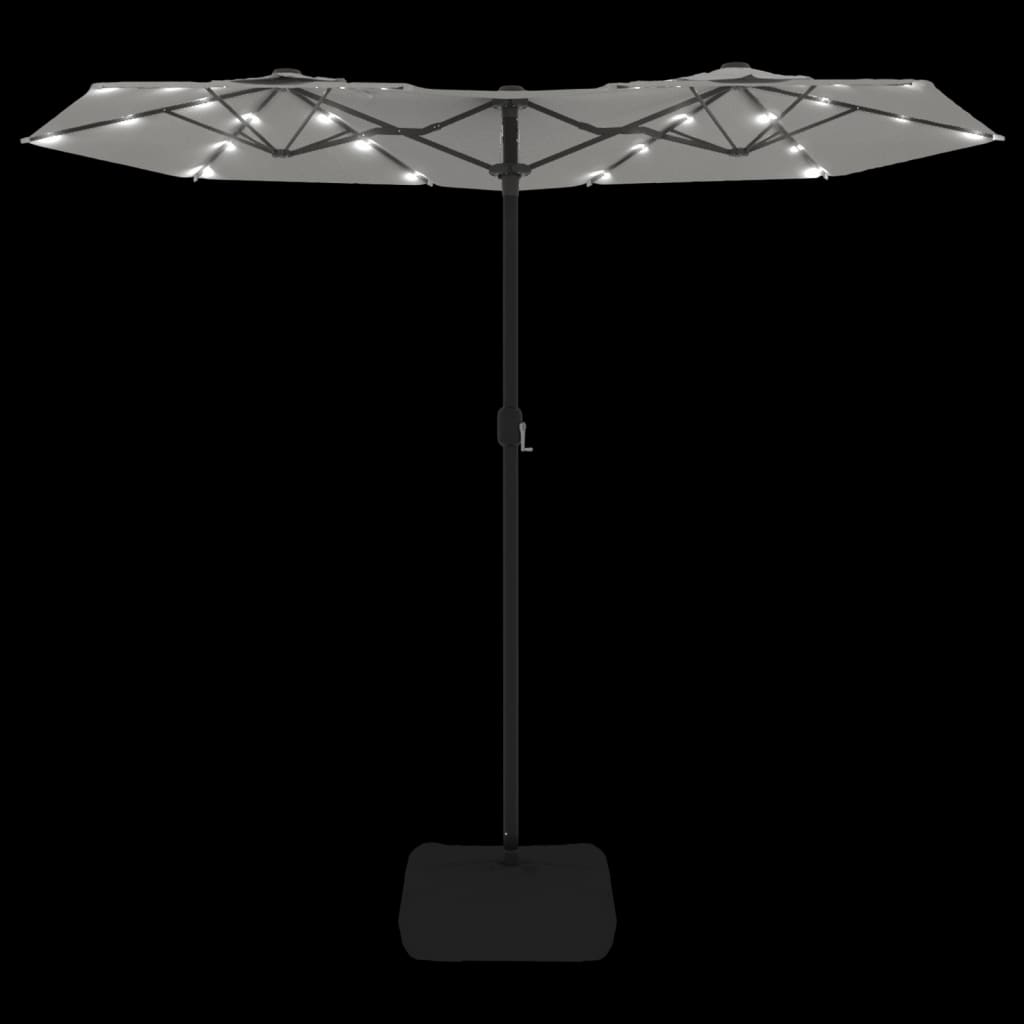 vidaXL Double-Head Garden Parasol with LEDs Sand White 316x145 cm