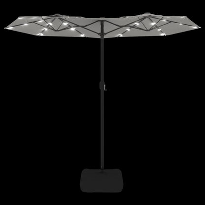 vidaXL Double-Head Garden Parasol with LEDs Sand White 316x145 cm