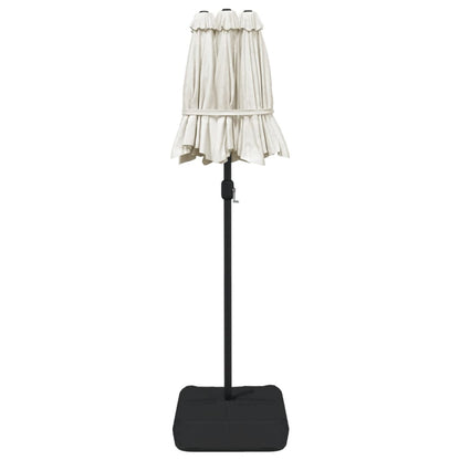 vidaXL Double-Head Garden Parasol with LEDs Sand White 316x145 cm