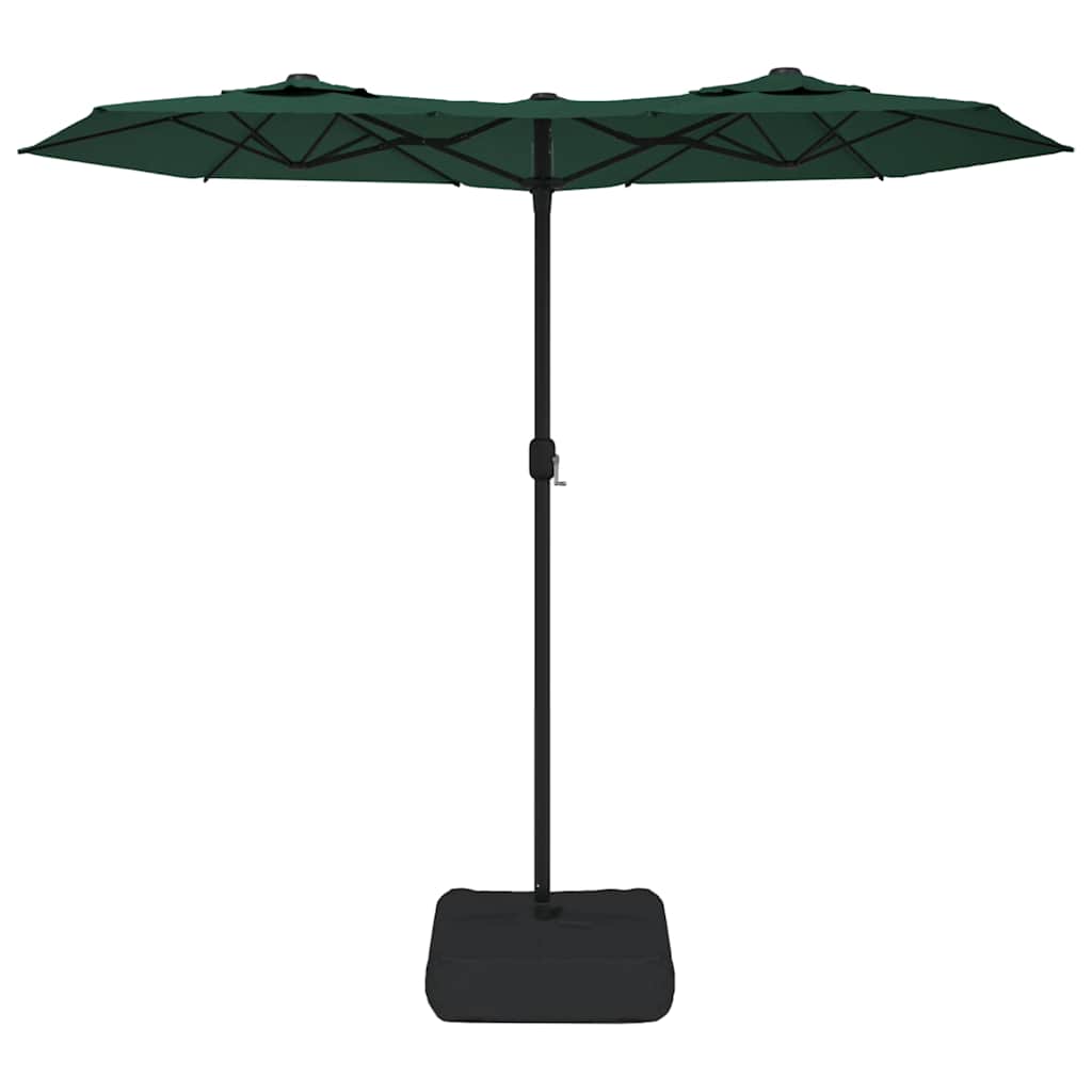 vidaXL Double-Head Garden Parasol with LEDs Green 316x145 cm