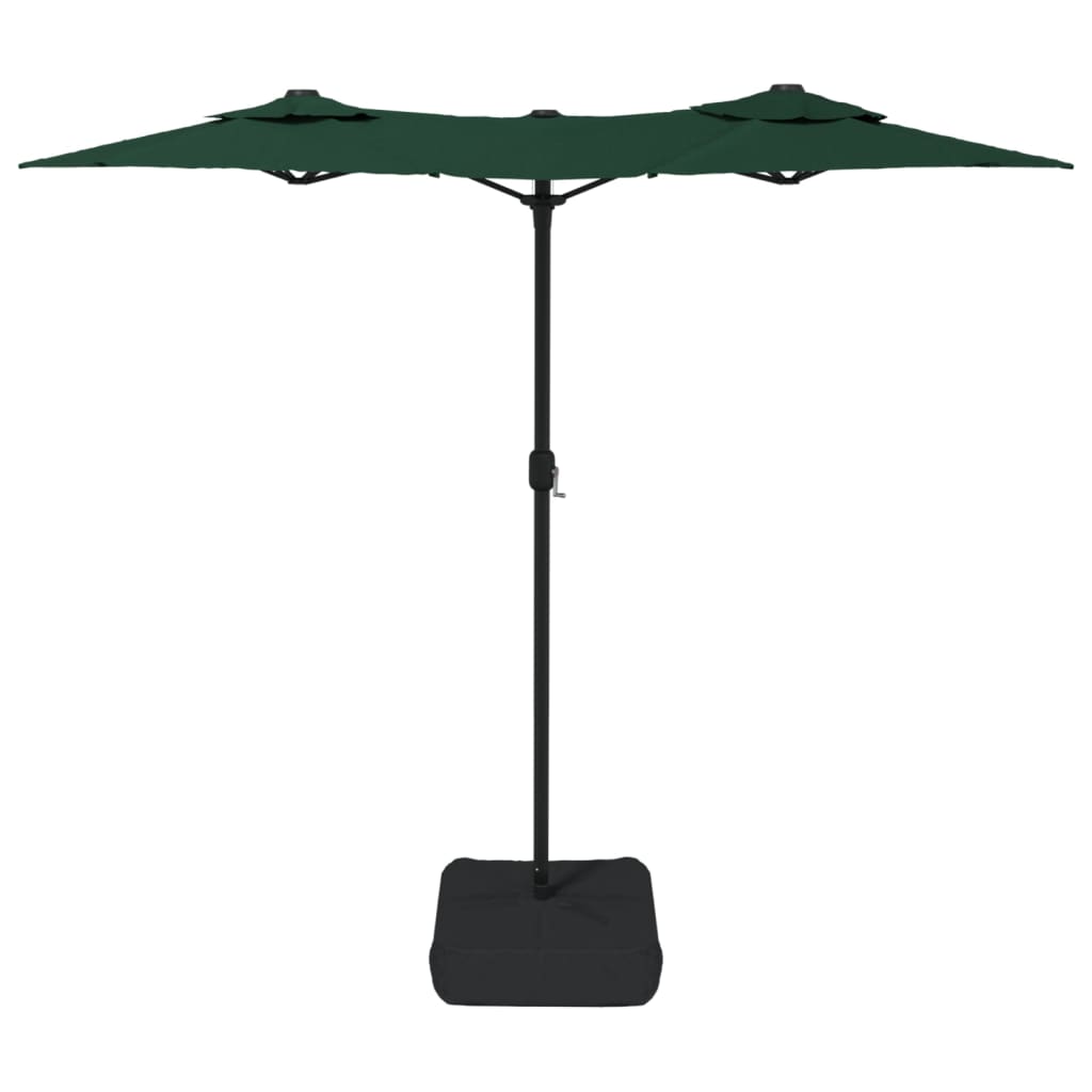 vidaXL Double-Head Garden Parasol with LEDs Green 316x145 cm