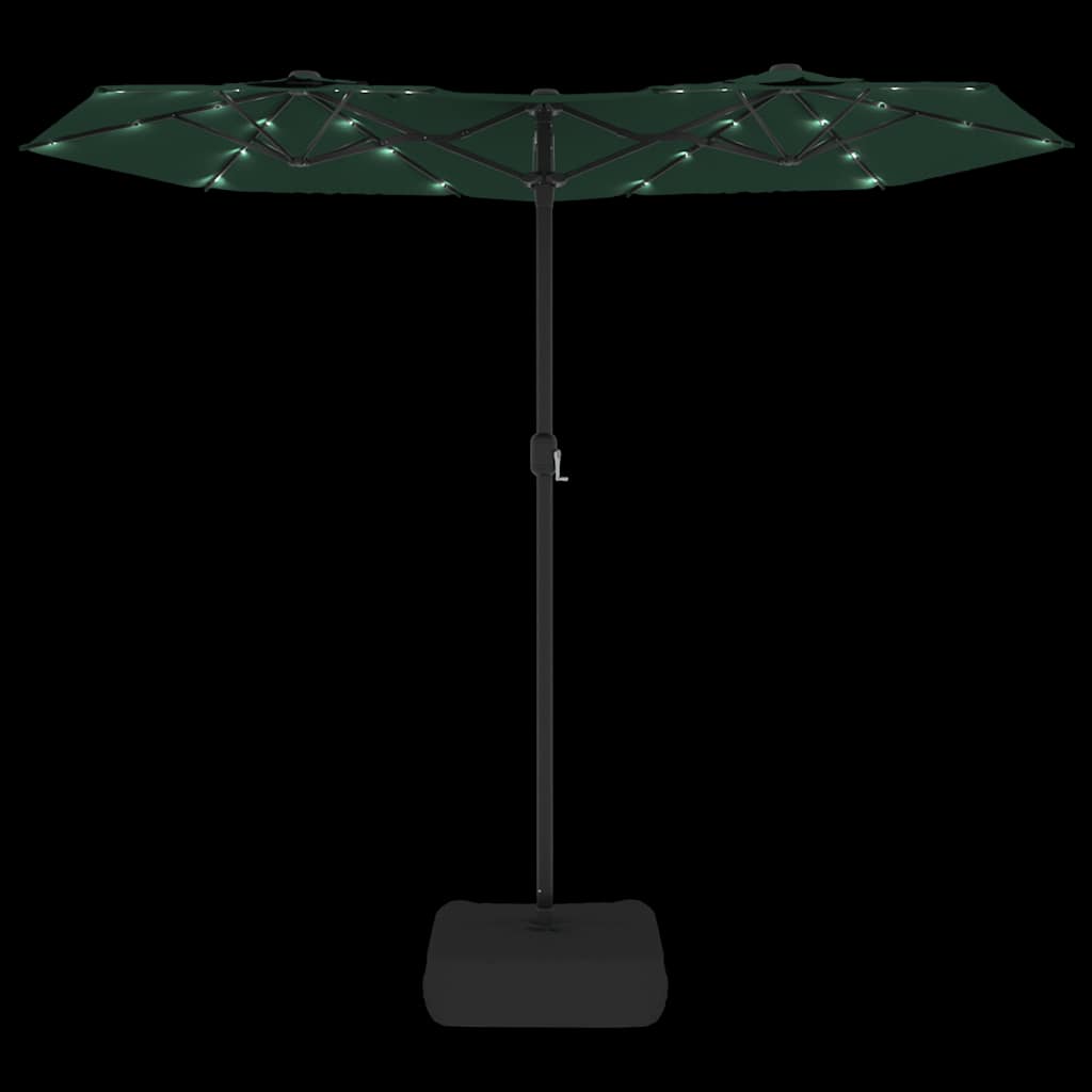 vidaXL Double-Head Garden Parasol with LEDs Green 316x145 cm
