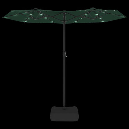 vidaXL Double-Head Garden Parasol with LEDs Green 316x145 cm