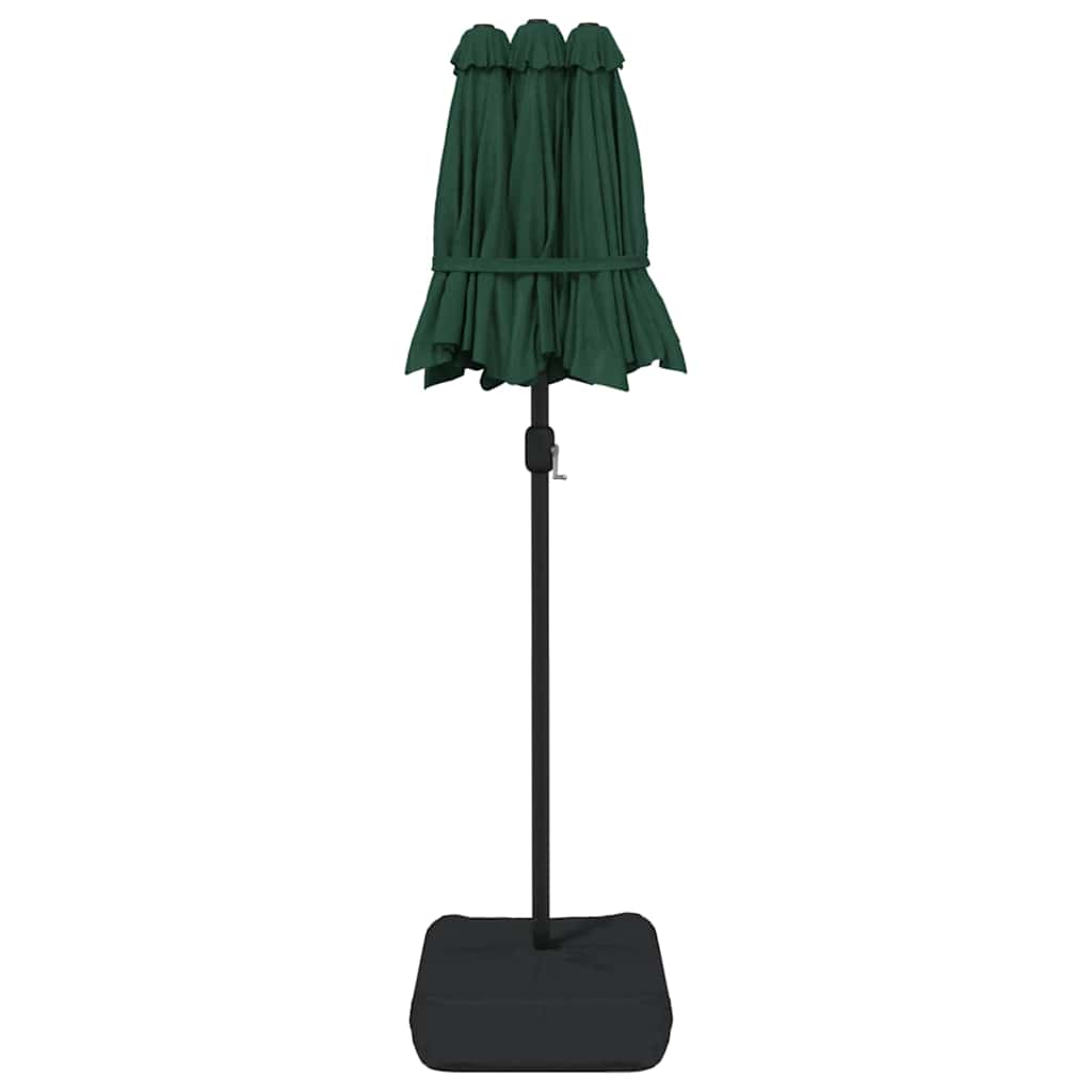 vidaXL Double-Head Garden Parasol with LEDs Green 316x145 cm